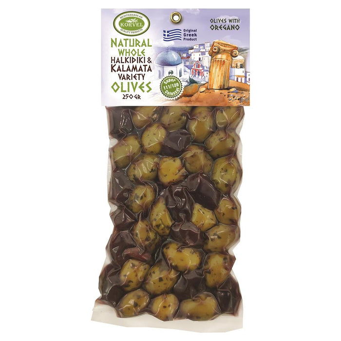 Korvel Greek Mix Kalamata/Green Olives with Oregano 250g