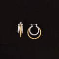Ladies Two Tone Triple Hoop Earrings