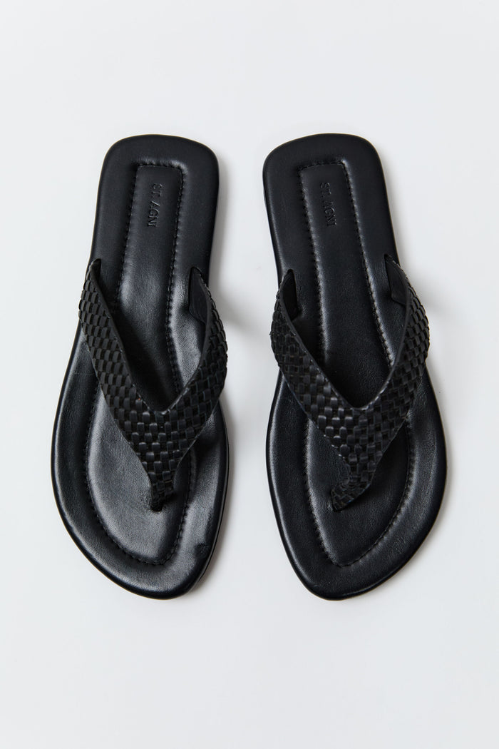 Lattice Weave Thong - Black