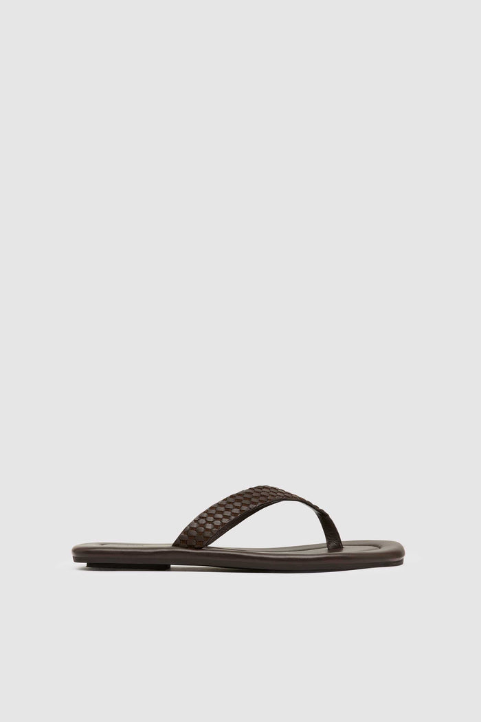 Lattice Weave Thong - Coffee