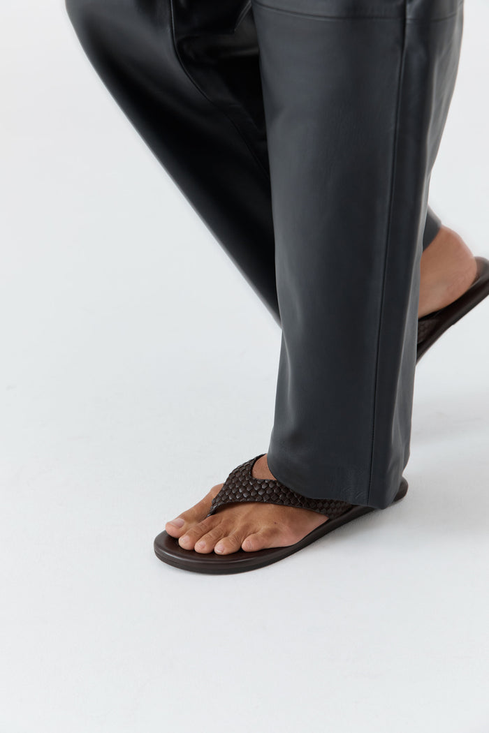 Lattice Weave Thong - Coffee