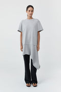Layered Tee Mini Dress - Light Grey Marle