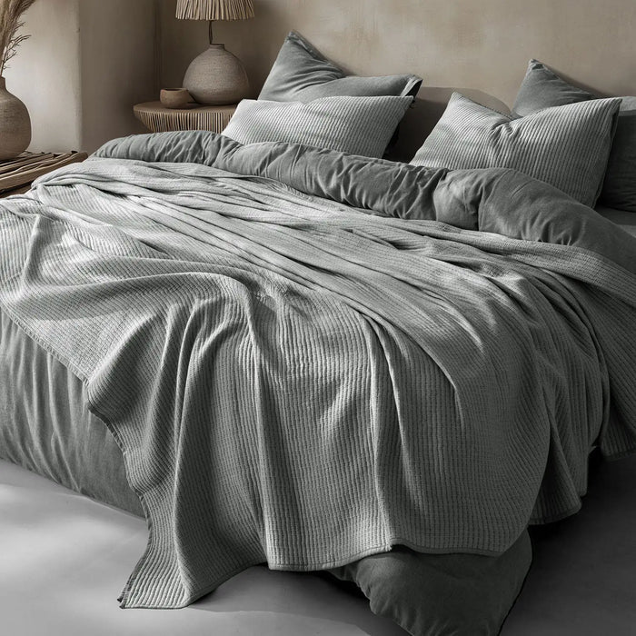 Linen Cotton Quilted Bed Spread Set – Lightweight All-Season Comfort