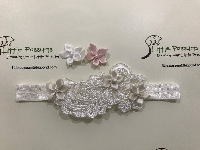 Little Possums Antique 3 Daisy Lace Headband