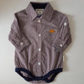 Love Henry Baby Boys Shirt Romper - Maroon Gingham