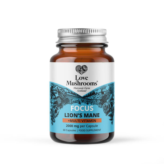 Love Mushrooms Focus Lions Mane + Multivitamin 2000mg 60 Capsules