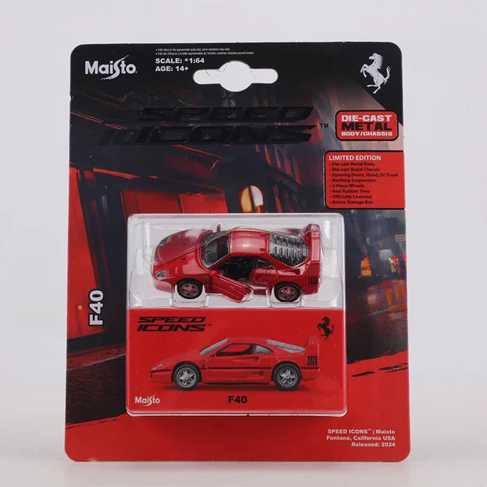 MAISTO 1:64 Ferrari F40 Card Version Alloy Model Car