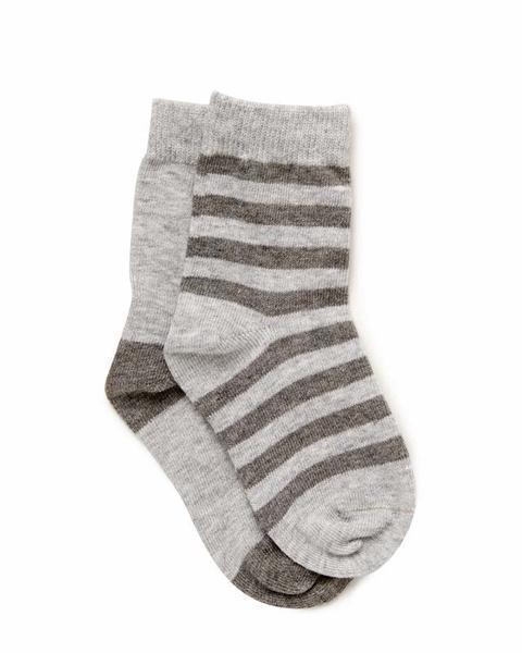 Marquise 2pk Knitted Socks- Grey/Grey Stripe - Sweet Thing Baby & Childrens Wear