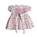 Meleze Frill Hand Smocked Dress - Red Floral