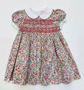 Meleze Hand Smocked Dress- Red Floral