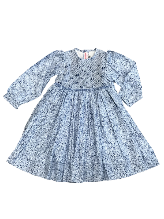 Meleze Hand Smocked Dress Candy - Blue Floral