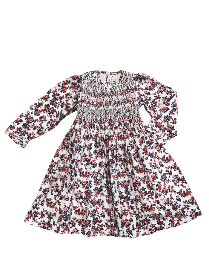 Meleze Hand Smocked Dress Jasmine - Red Floral