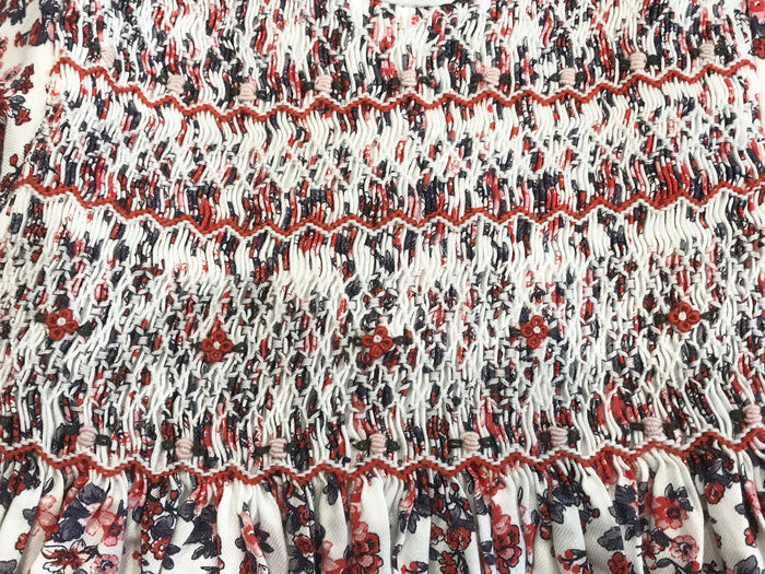 Meleze Hand Smocked Dress Jasmine - Red Floral