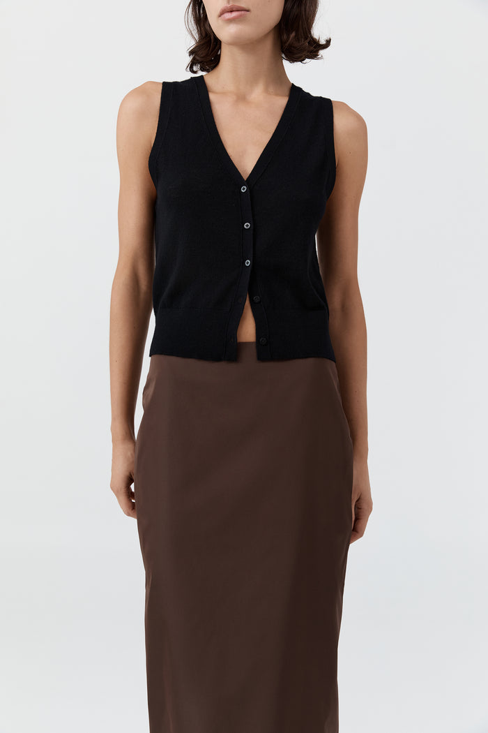 Merino Wool Oupa Vest - Black
