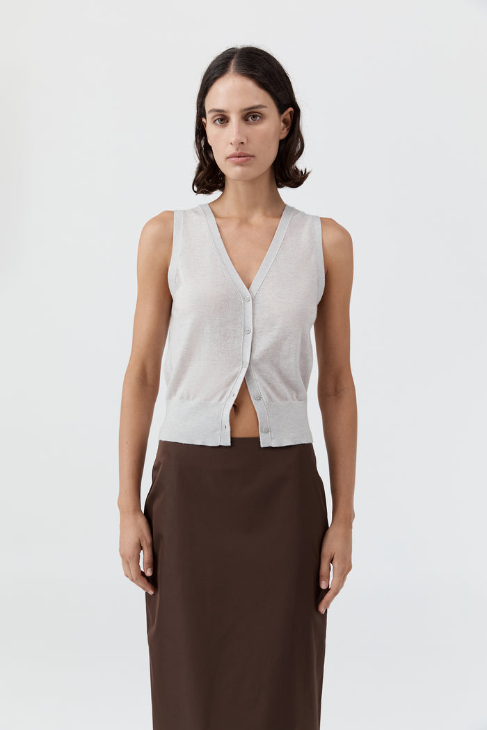 Merino Wool Oupa Vest - Light Grey Marle