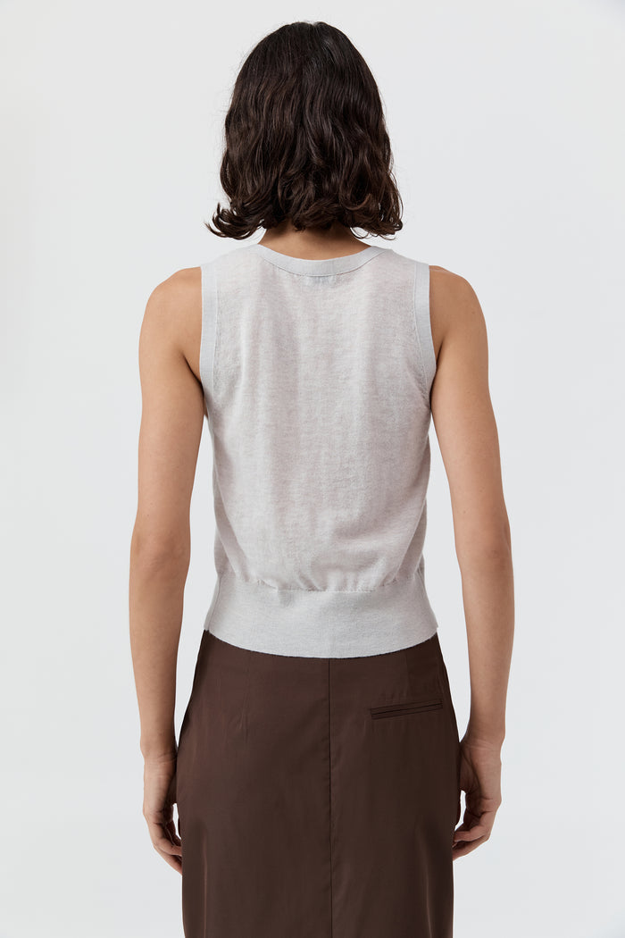 Merino Wool Oupa Vest - Light Grey Marle