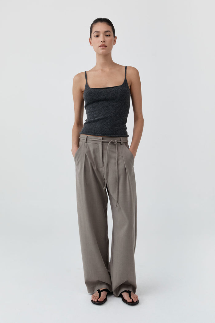 Merino Wool Slim Tank - Charcoal Melange