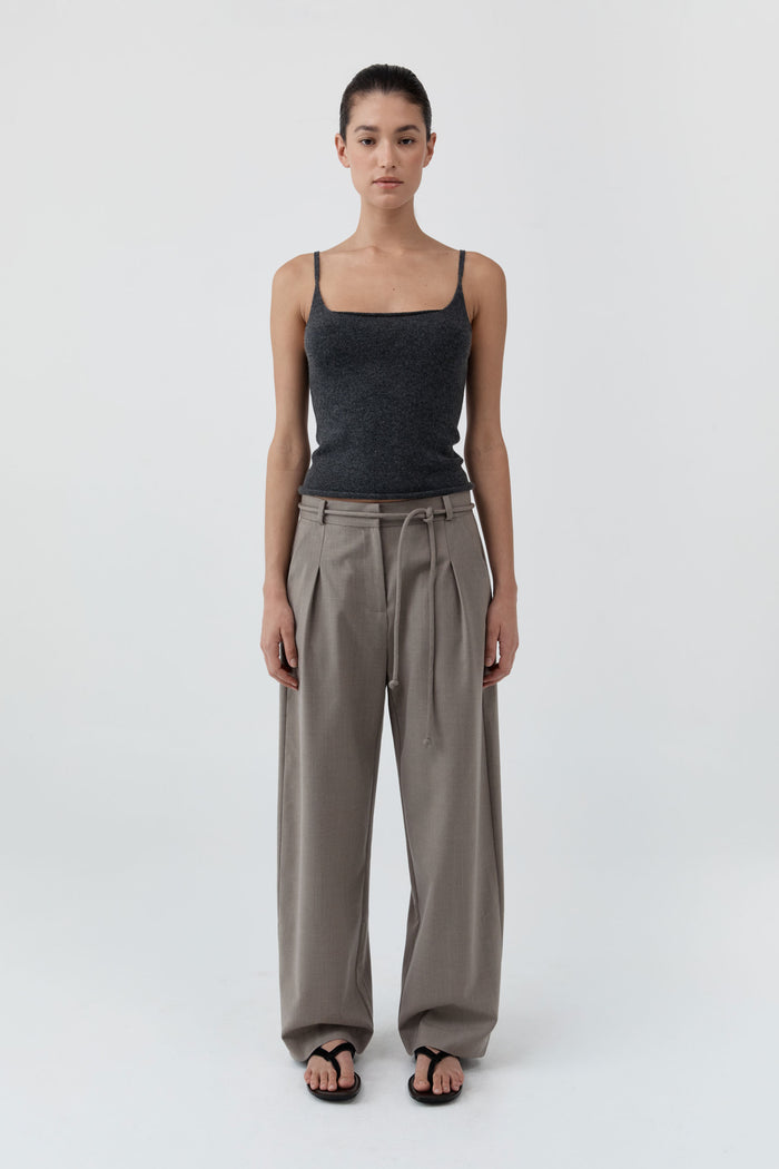 Merino Wool Slim Tank - Charcoal Melange