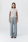 Merino Wool Slit Sleeve Sweater - Light Grey Marle