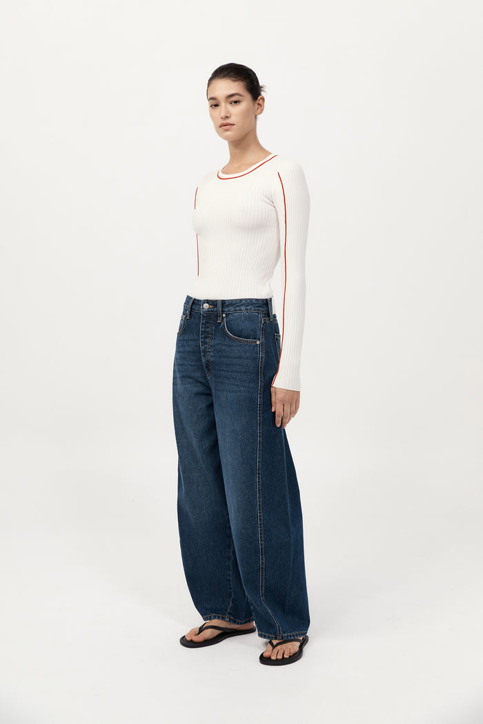Mid Rise Balloon Jeans - Dark Indigo
