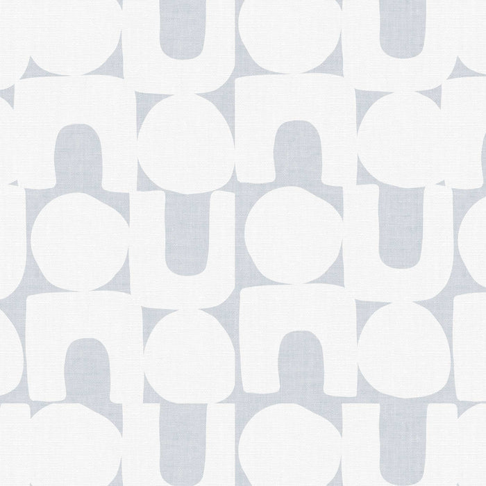 Modern Spheres and Arches Wallpaper in French Blue Gray shown in a closeup view