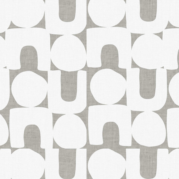 Modern Spheres and Arches Wallpaper in Gray shown in a closeup view