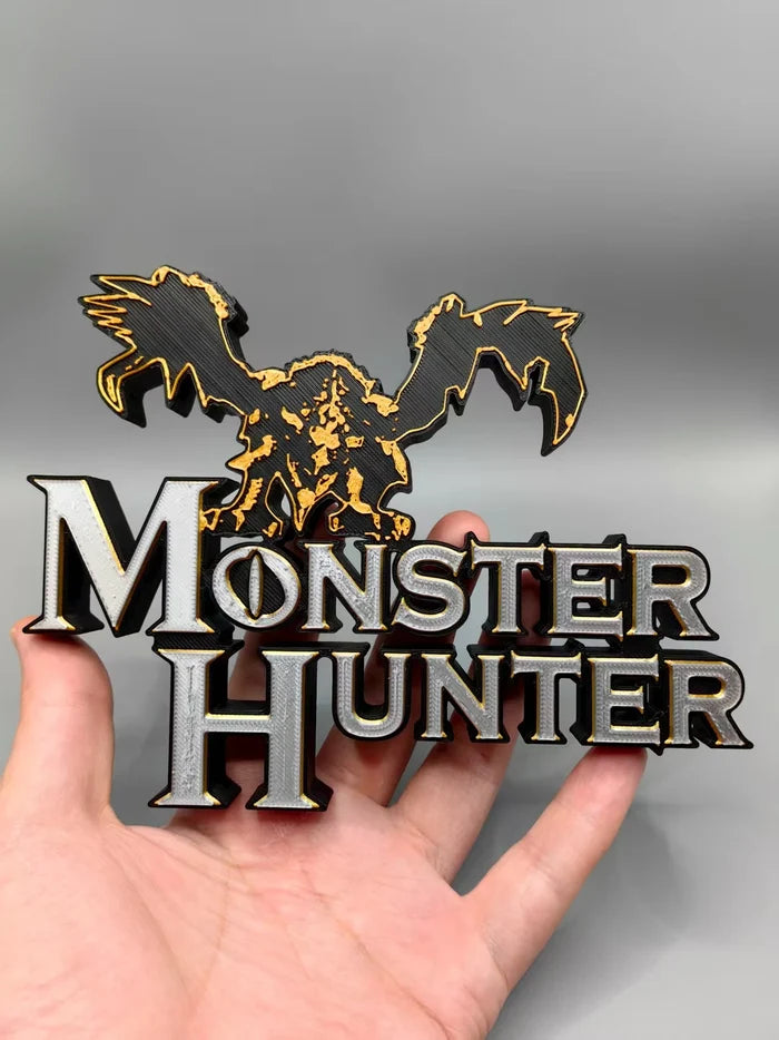 Monster Hunter Logo 3D Font, Standee, Nameplate, Logo, Ornament