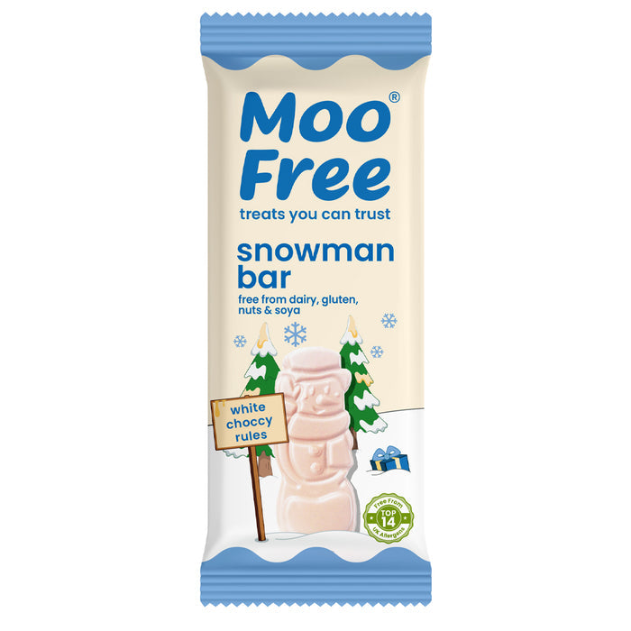 Moo Free White Chocolate Snowman Bar 30g