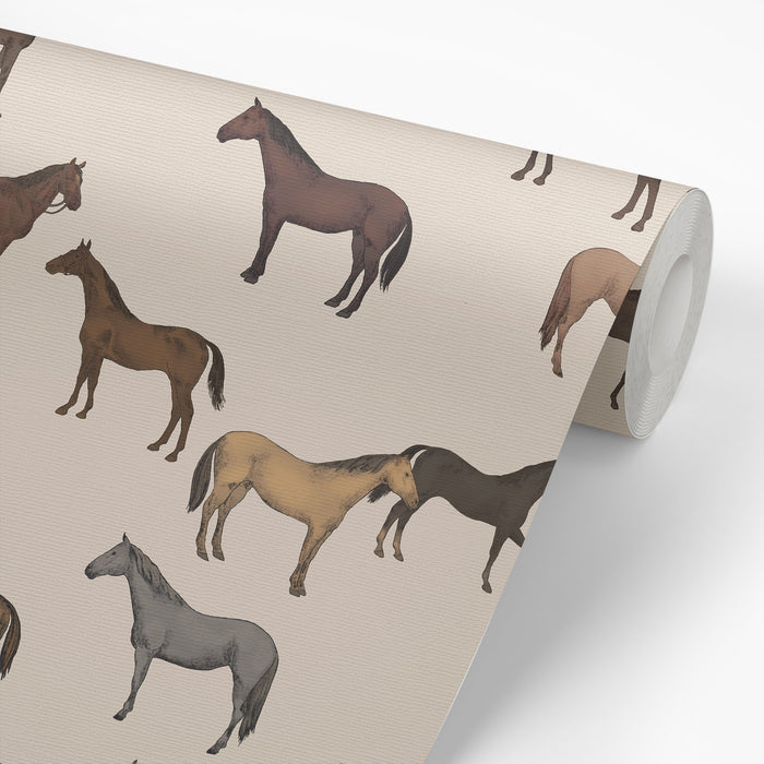 Moody Horses Wallpaper - Light - Petite Horses