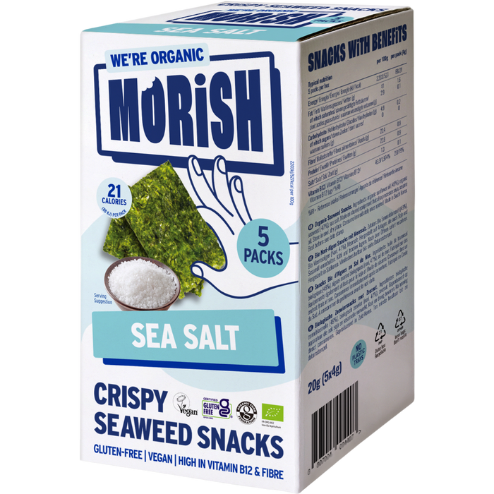 Morish Snacks Organic Sea Salt Seaweed Snacks 5x4g