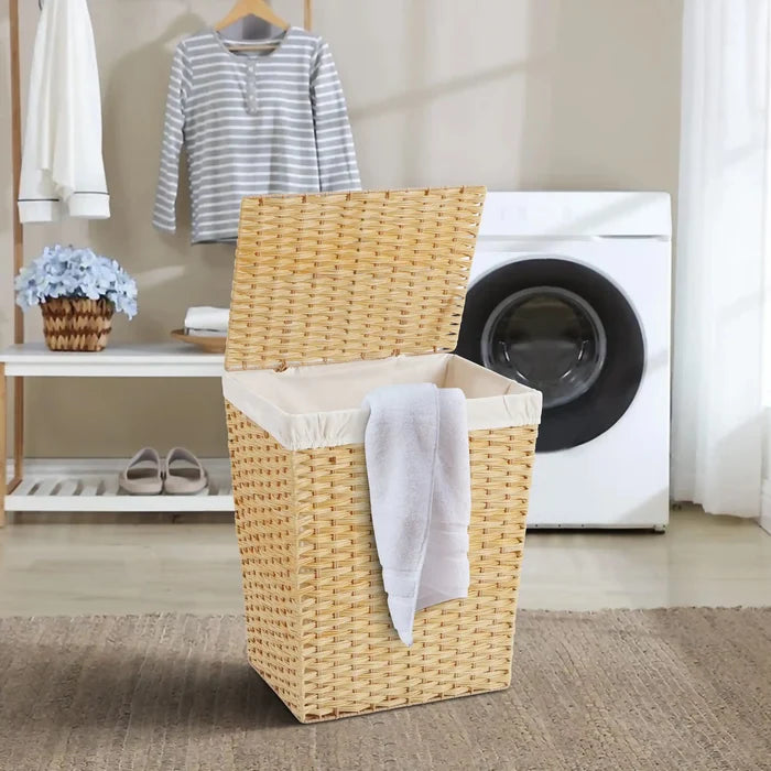 Natural Wicker Laundry Basket with Lid