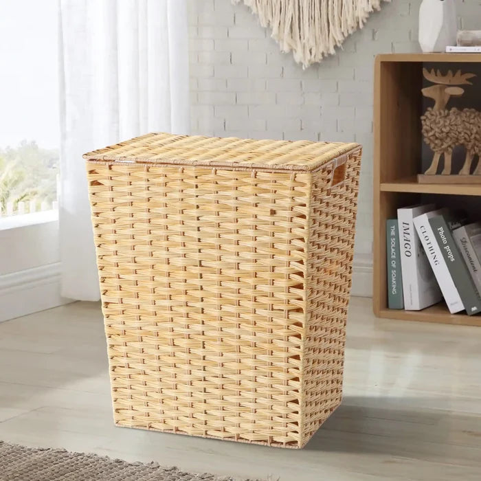 Natural Wicker Laundry Basket with Lid