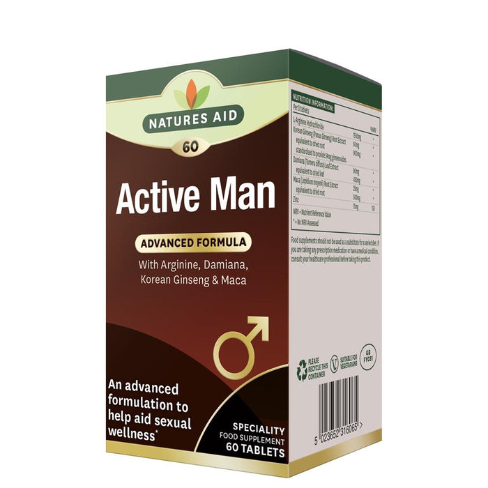 Nature's Aid Active Man with Arginine Korean Ginseng & Maca 60 Tablets