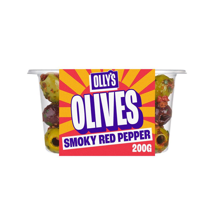 Ollys Olives - Smoky Red Pepper Olives 200g