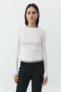 Organic Cotton Layered Long Sleeve Top - White