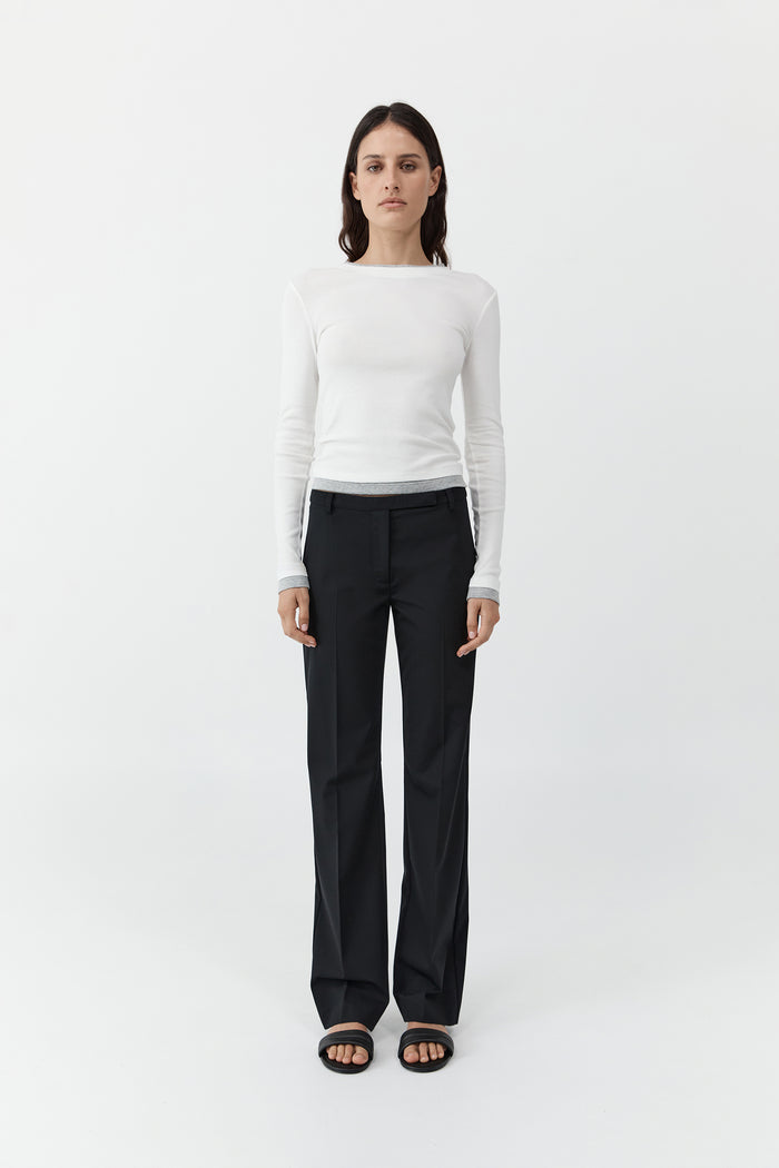 Organic Cotton Layered Long Sleeve Top - White