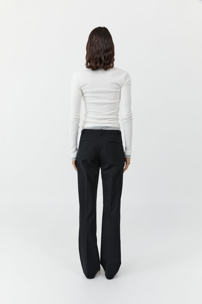 Organic Cotton Layered Long Sleeve Top - White