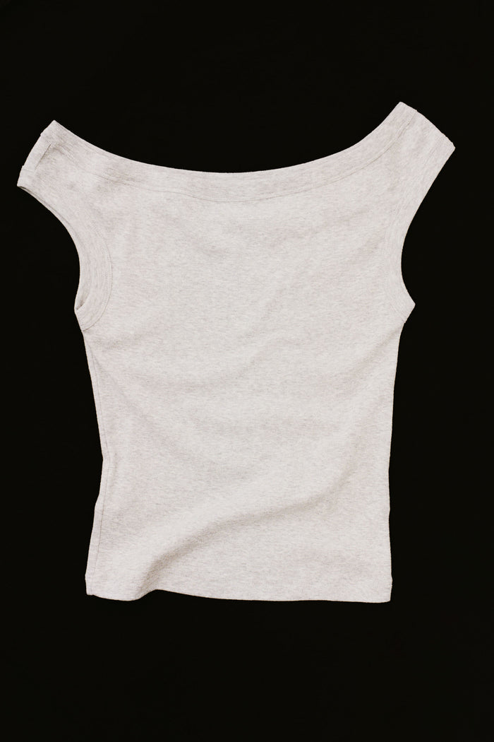 Organic Cotton Off Shoulder Top - Grey Marle