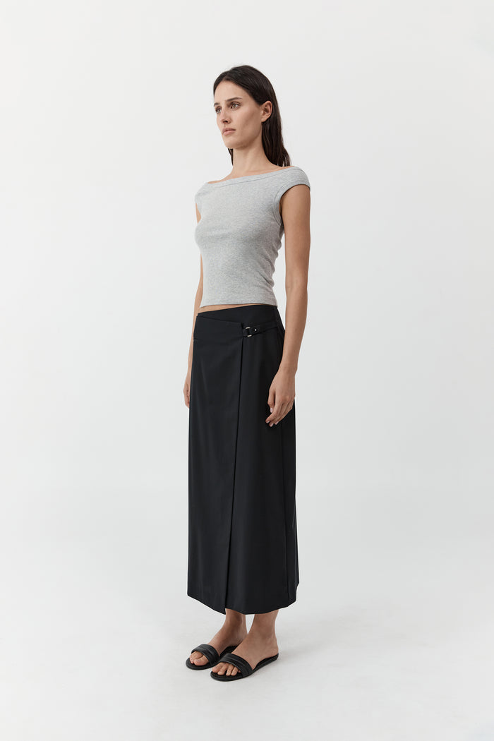 Organic Cotton Off Shoulder Top - Grey Marle