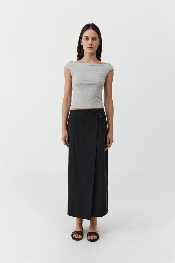 Organic Cotton Off Shoulder Top - Grey Marle