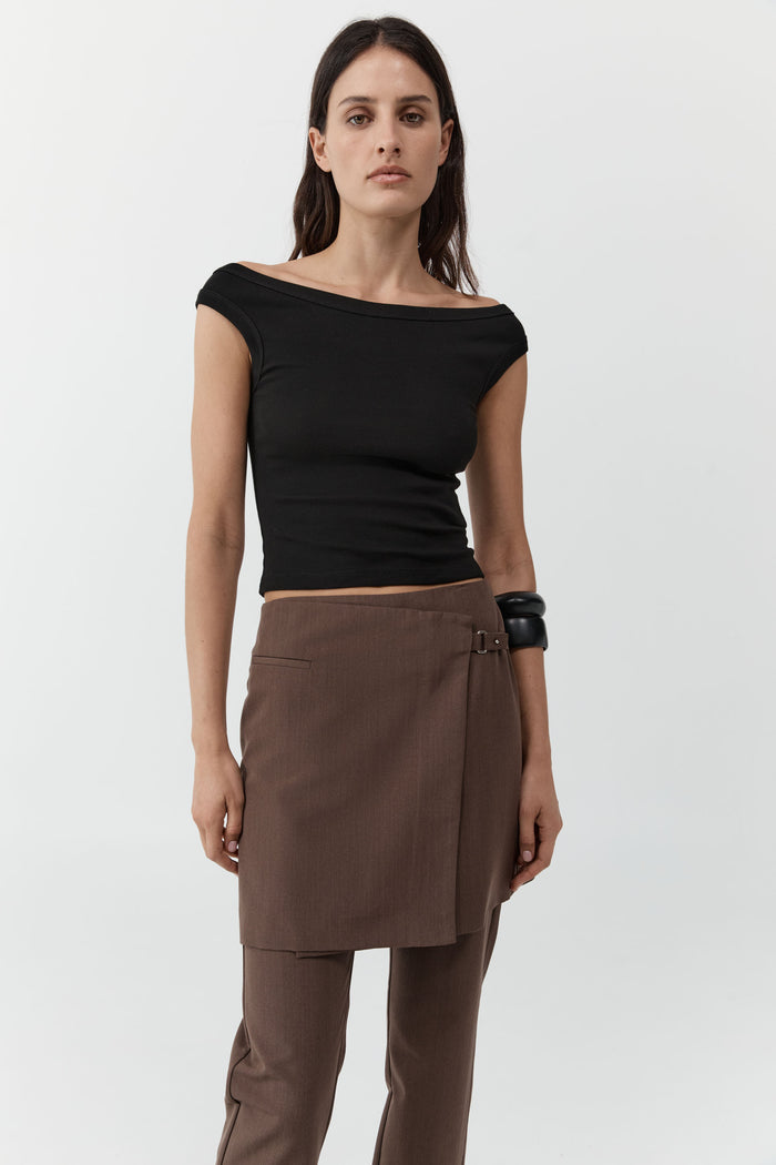 Organic Cotton Off Shoulder Top - Jet Black