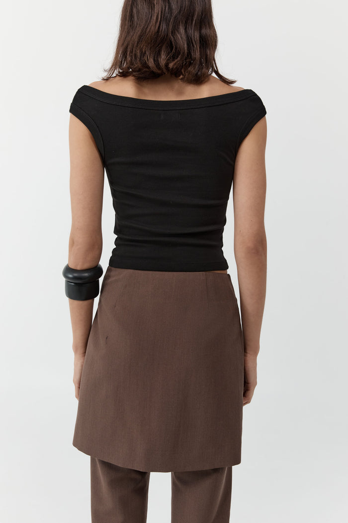 Organic Cotton Off Shoulder Top - Jet Black