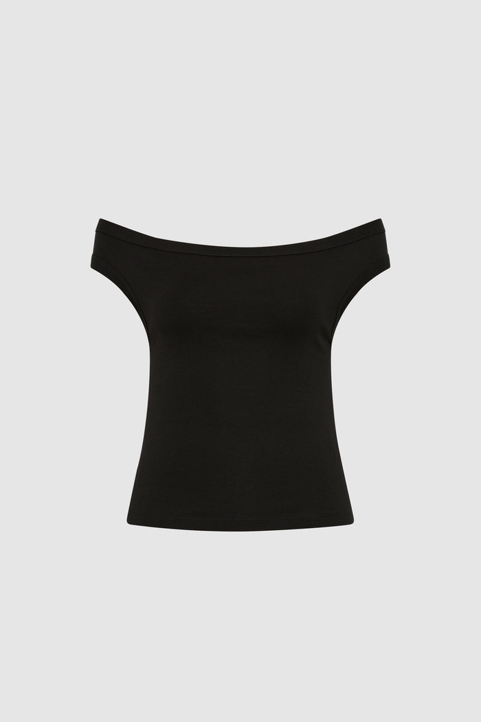 Organic Cotton Off Shoulder Top - Jet Black