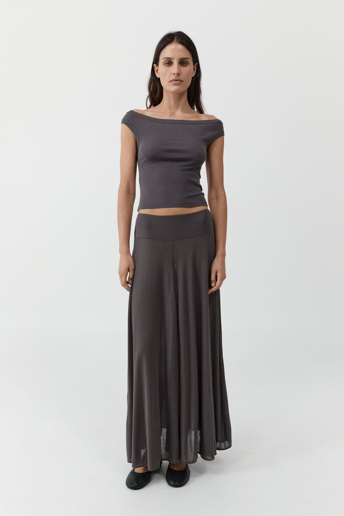Organic Cotton Off Shoulder Top - Soot