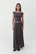 Organic Cotton Off Shoulder Top - Soot