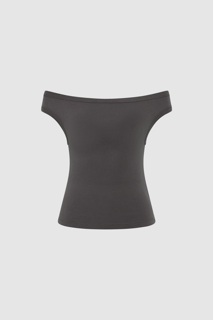 Organic Cotton Off Shoulder Top - Soot