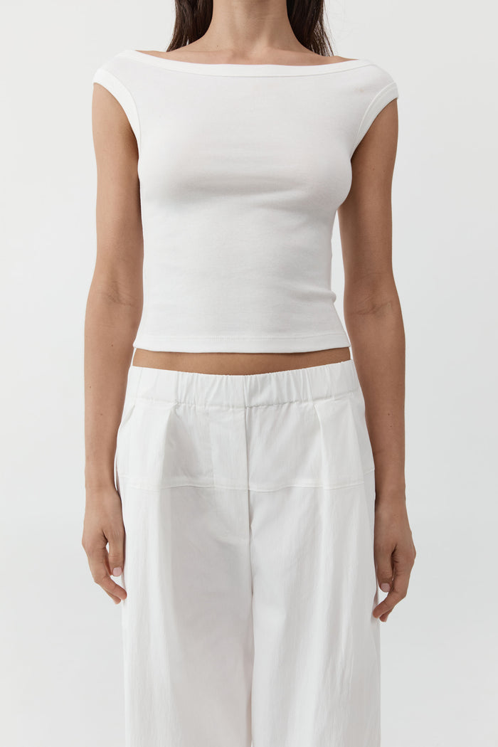Organic Cotton Off Shoulder Top - White