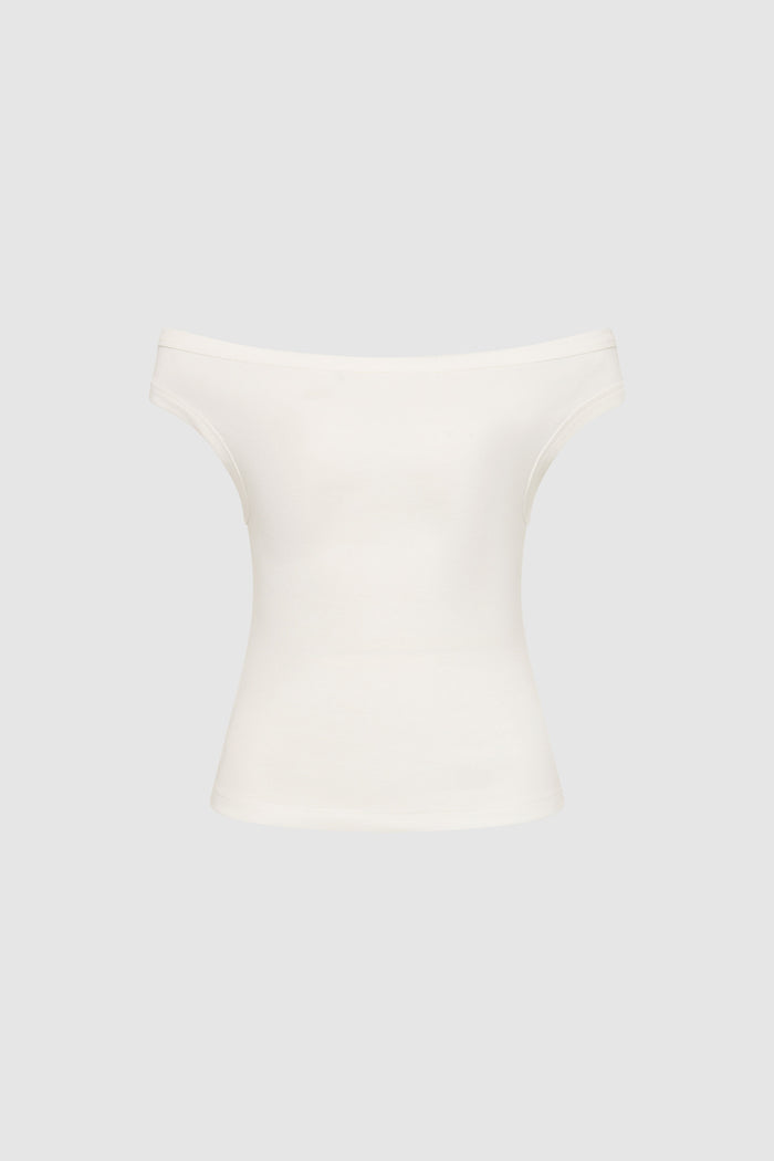 Organic Cotton Off Shoulder Top - White