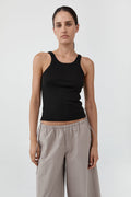 Organic Cotton Racer Singlet - Jet Black