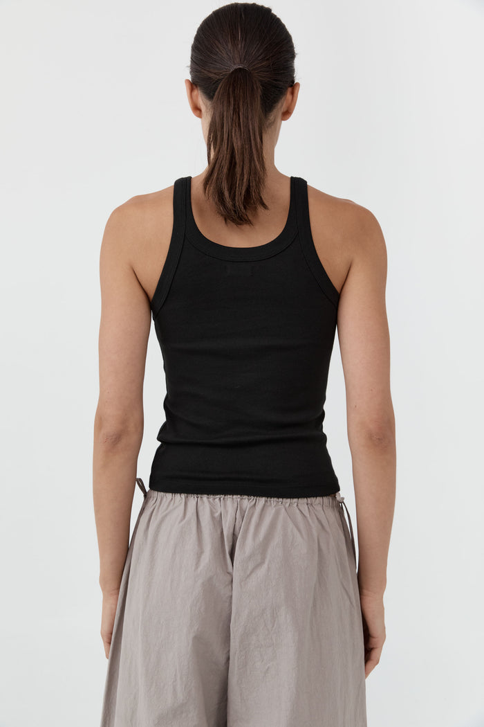 Organic Cotton Racer Singlet - Jet Black